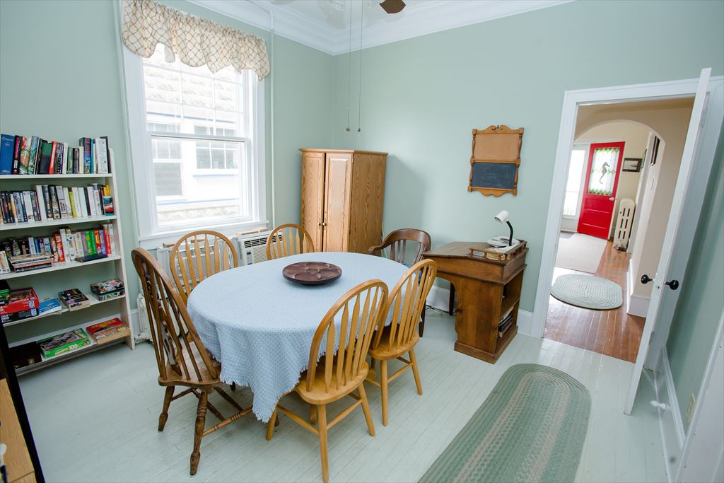 A library and games room at Sea Foam Manor, Cape May